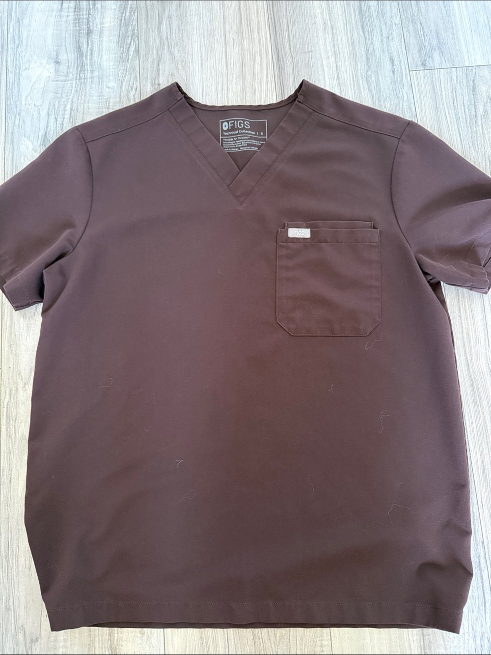 Figs Men's V-Neck Scrub Top in Dark Brown